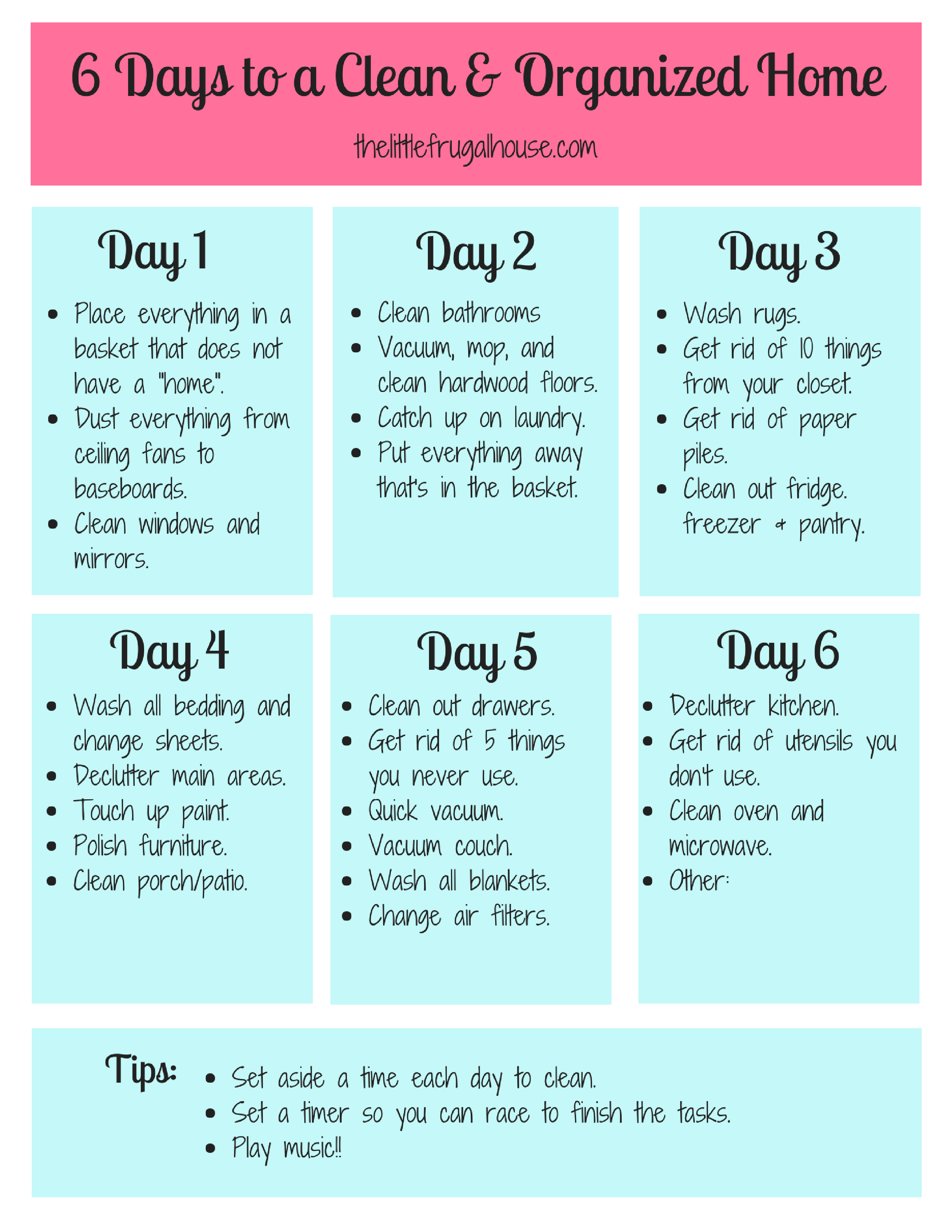 Free Printable Home Cleaning Schedule