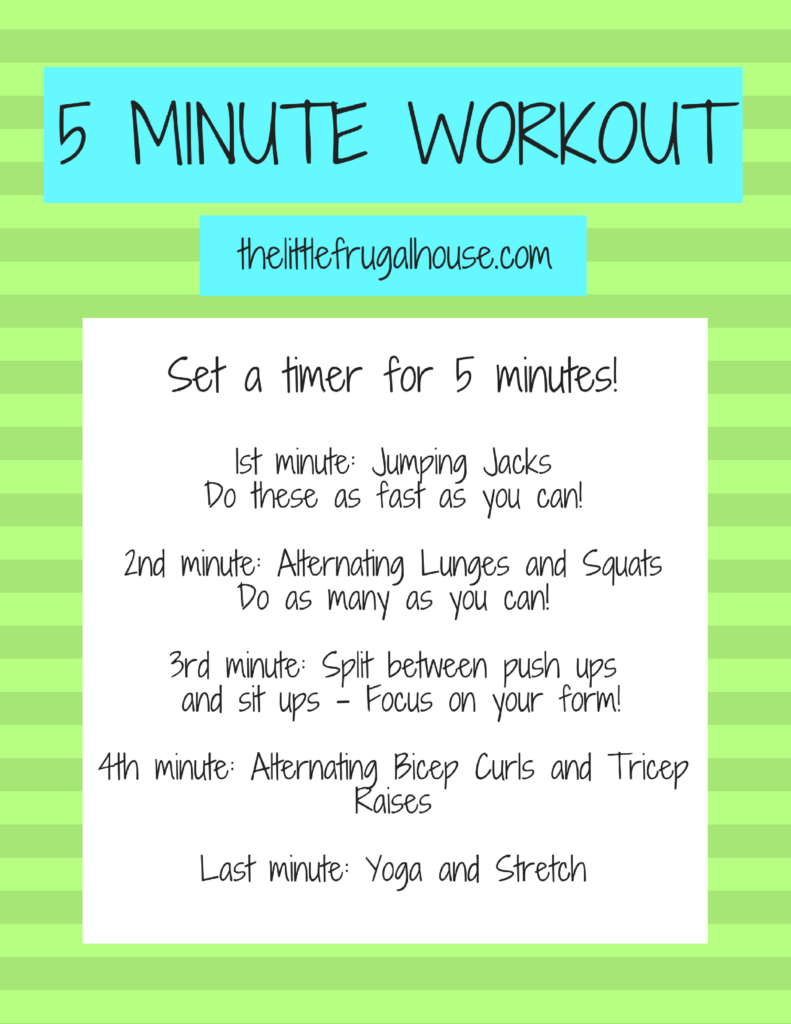 5 Minute Workout Plan - The Little Frugal House