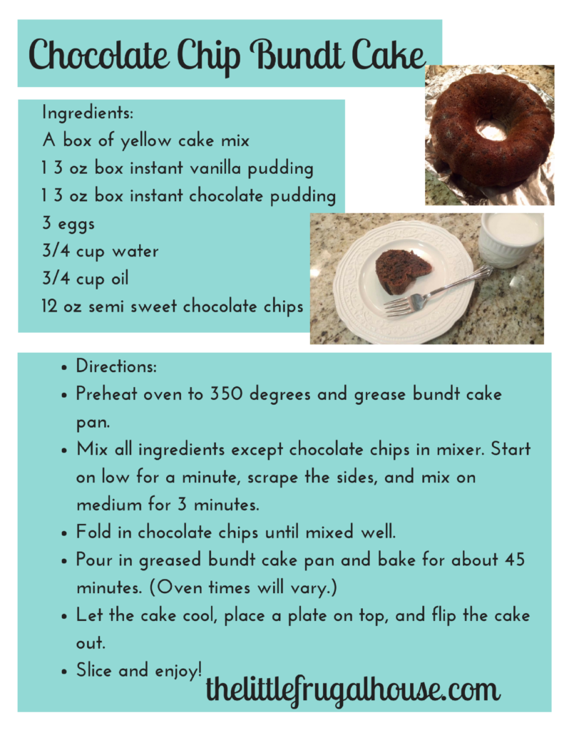 Quick, Easy & Delicious Dessert: Chocolate Chip Bundt Cake - The Little ...