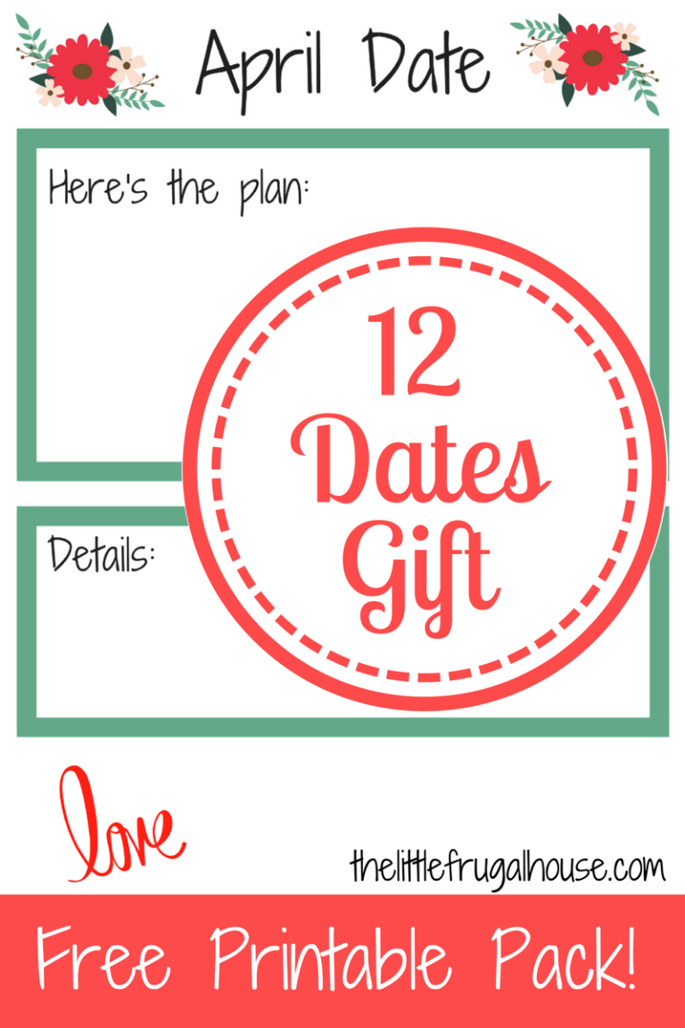 12 Dates Gift - Free Printable Pack! - The Little Frugal House