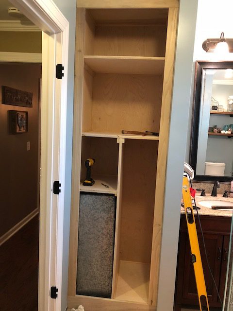 Bathroom Cabinet Build - An Awkard Space Turned Into Spacious Storage