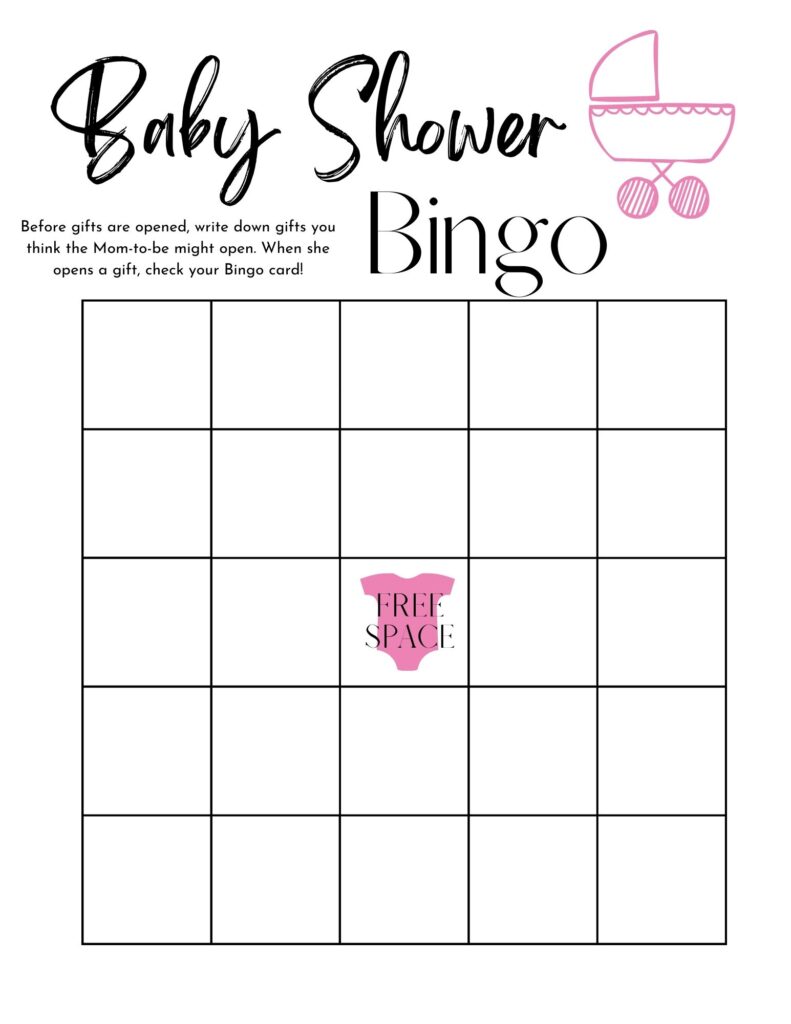 printable baby shower games bingo