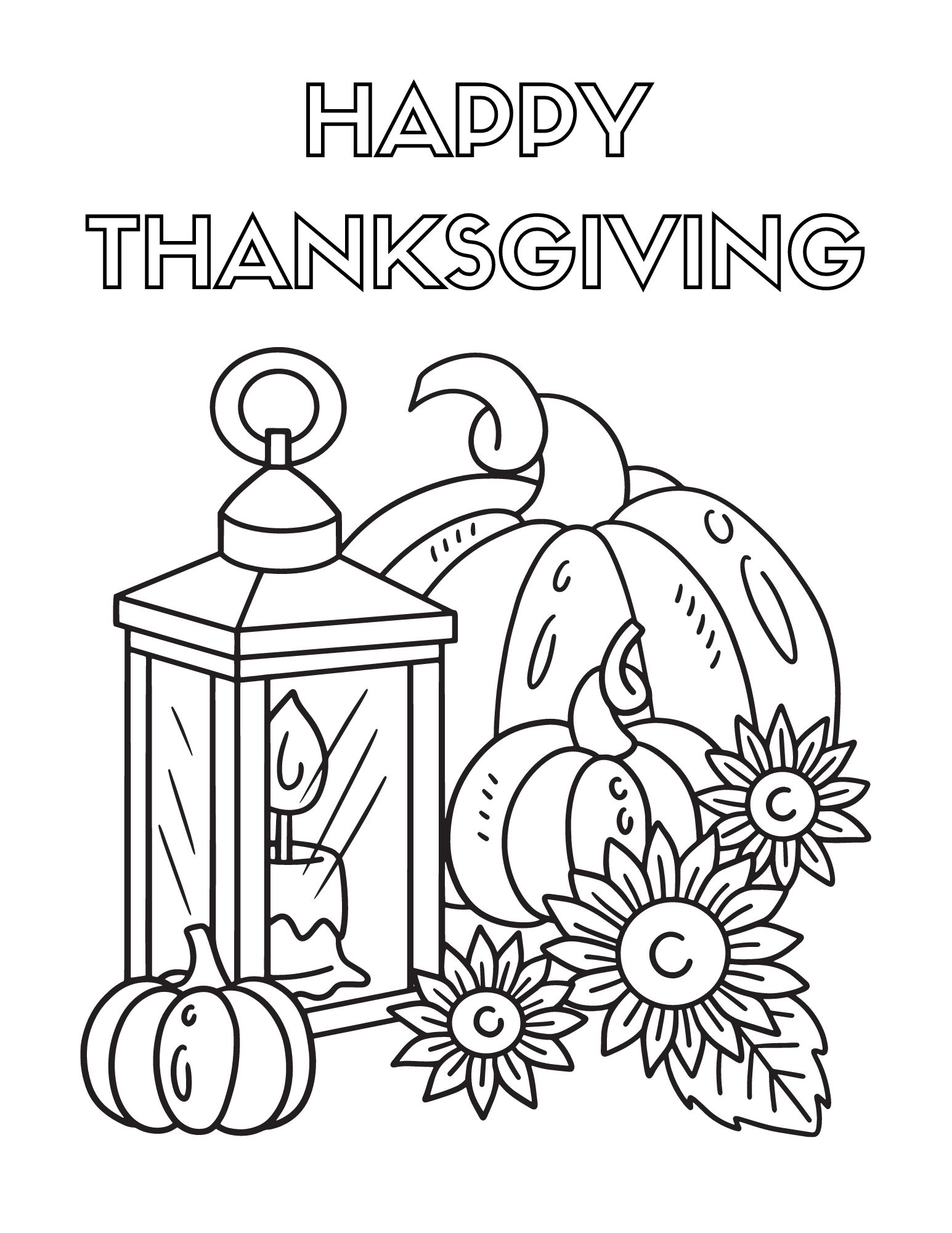 Happy Thanksgiving Coloring Pages for Kids - Free Printable Pack