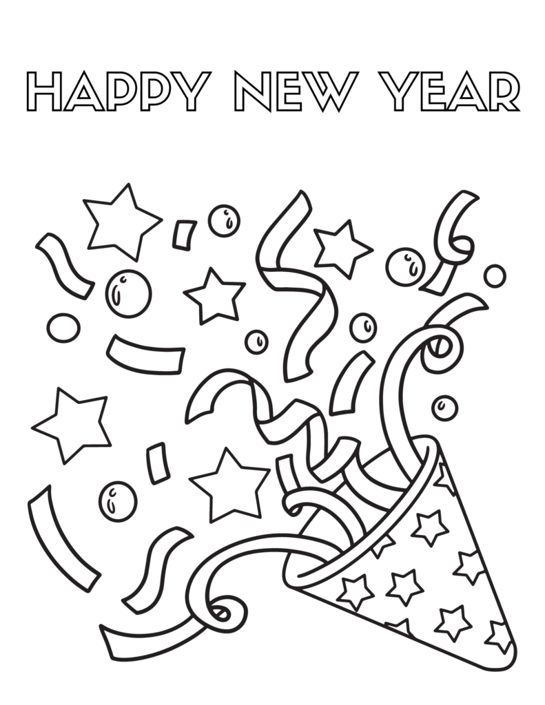 Free Printable Happy New Year Coloring Pages for Kids